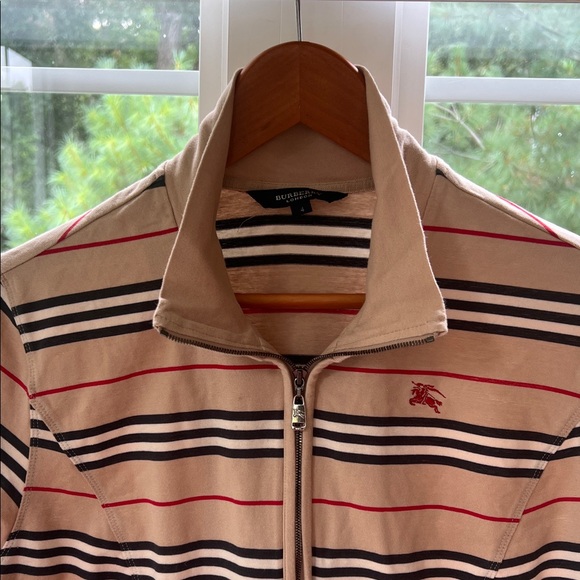Burberry Beige Striped Zip-Up Sweater - Picture 2 of 9
